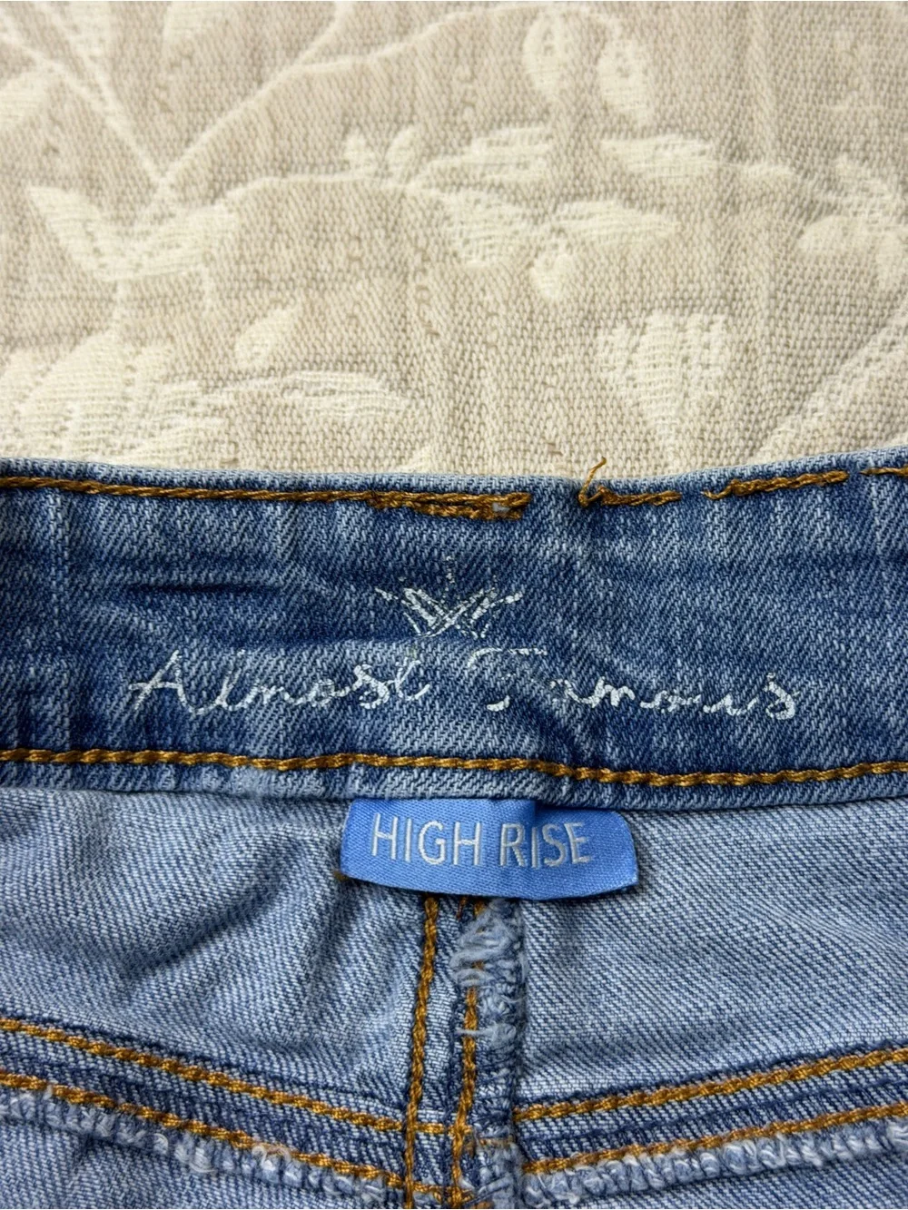Almost Famous Women's High Rise Embroidered Distressed Denim Shorts Size 9